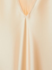 Mango Gold Maxi Long Sleeve V-Neck Satin Dress - Image 6 of 6