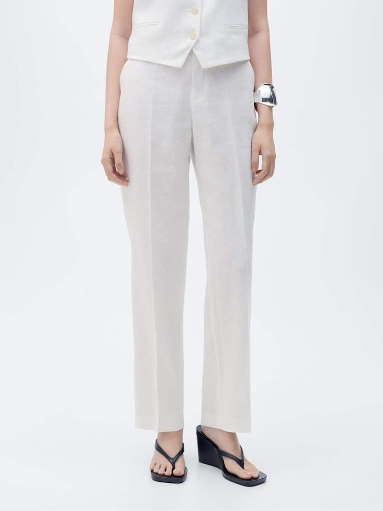 Mango Cream 100% Cotton Trousers Boreli - Image 1 of 7