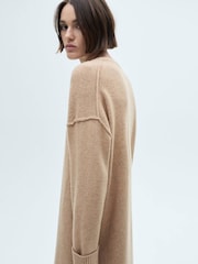 Mango Cream Long Sleeve Knitted Jumper Dress - Image 3 of 6