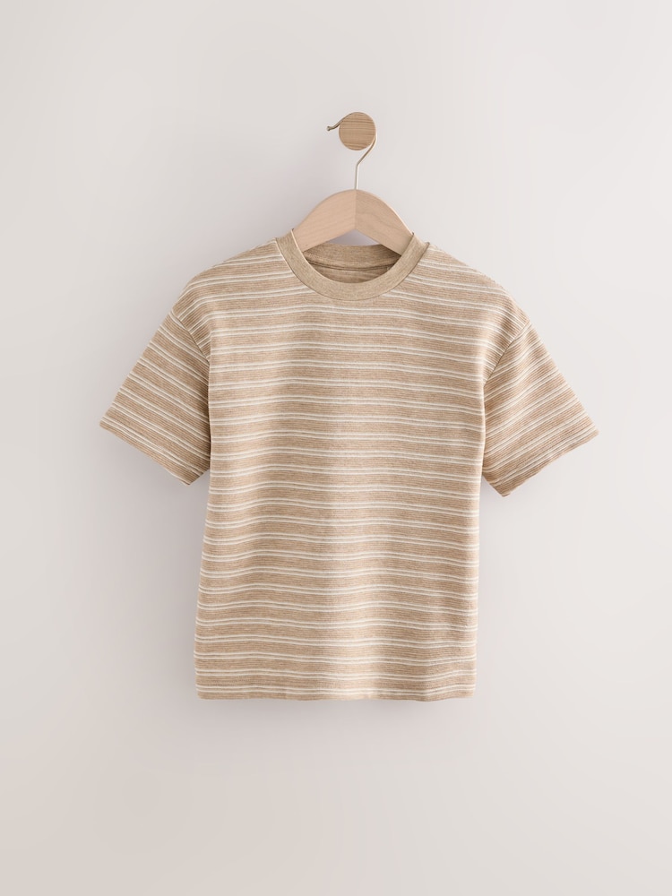 Stone Short Sleeve Textured Stripe T-Shirt (3-16yrs) - Image 1 of 4