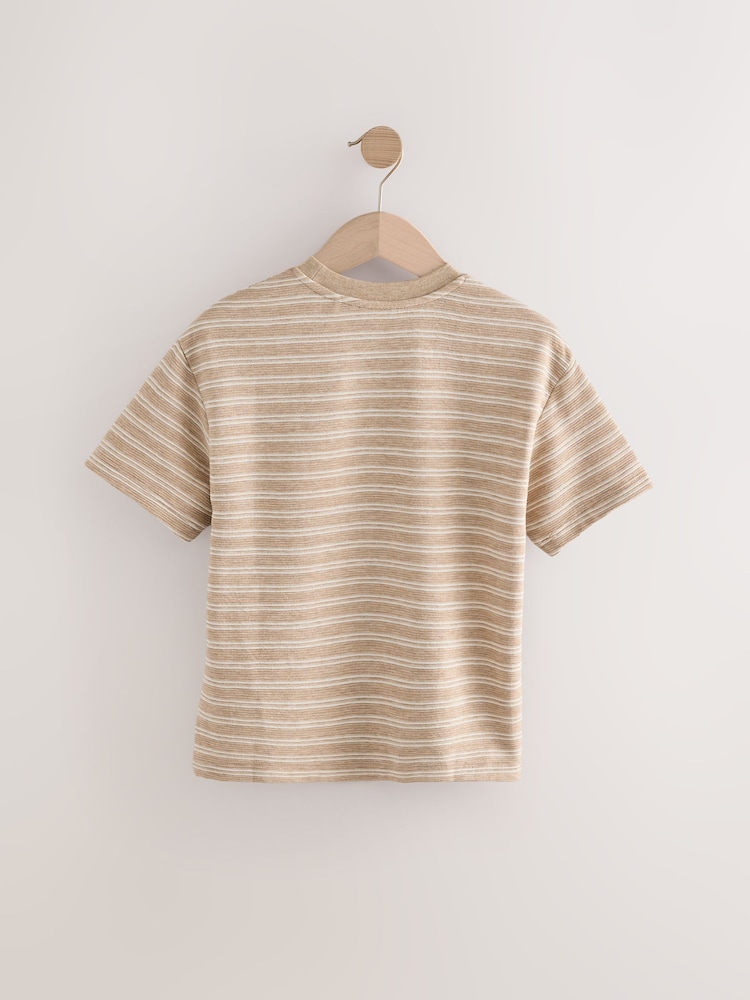 Stone Short Sleeve Textured Stripe T-Shirt (3-16yrs) - Image 2 of 4