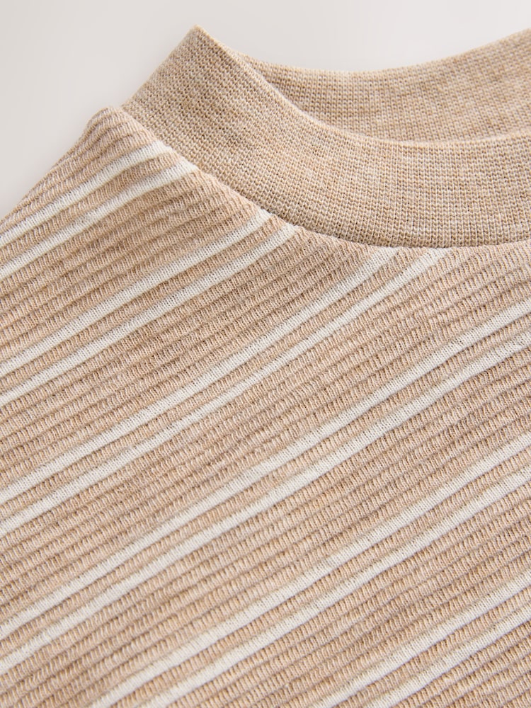 Stone Short Sleeve Textured Stripe T-Shirt (3-16yrs) - Image 4 of 4