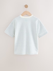 Blue/ Cream Short Sleeve Textured Stripe T-Shirt (3-16yrs) - Image 2 of 4