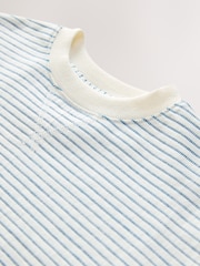 Blue/ Cream Short Sleeve Textured Stripe T-Shirt (3-16yrs) - Image 3 of 4