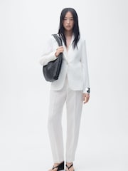 Mango Cream Straight Fit Linen Suit Jacket - Image 1 of 6