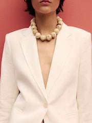 Mango Cream Straight Fit Linen Suit Jacket - Image 4 of 6