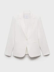 Mango Cream Straight Fit Linen Suit Jacket - Image 5 of 6