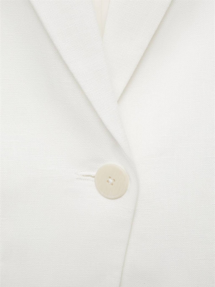 Mango Cream Straight Fit Linen Suit Jacket - Image 6 of 6 Mango Cream Straight Fit Linen Suit Jacket - Image 6 of 6