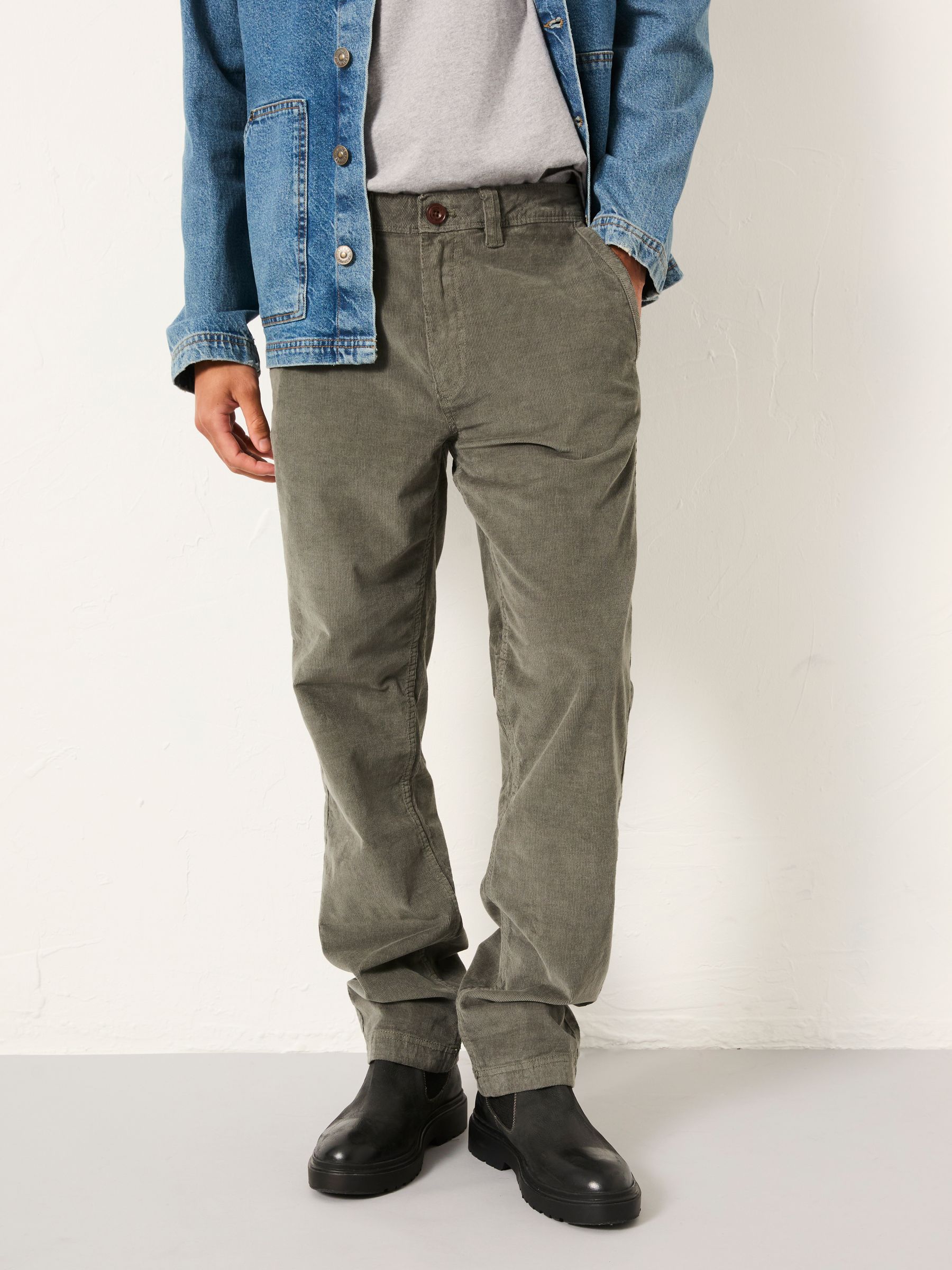 Fatface Dusky Green Straight Cord Chino Trousers