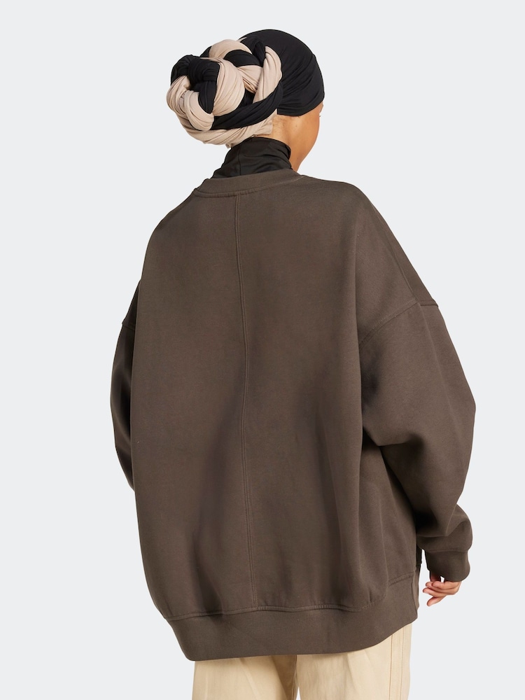 adidas Originals Green Essentials Linear Oversize Crew Sweatshirt - Image 2 of 6