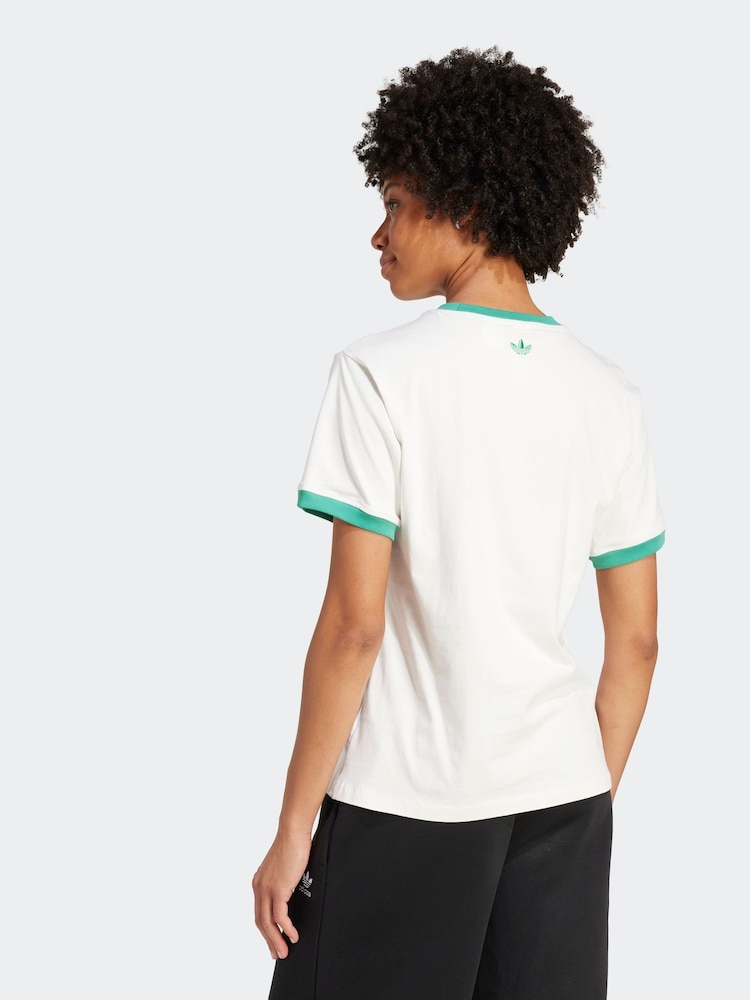 adidas Originals White Retro Tennis 100% Cotton T-Shirt - Image 2 of 6