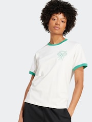 adidas Originals White Retro Tennis 100% Cotton T-Shirt - Image 3 of 6