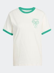 adidas Originals White Retro Tennis 100% Cotton T-Shirt - Image 6 of 6