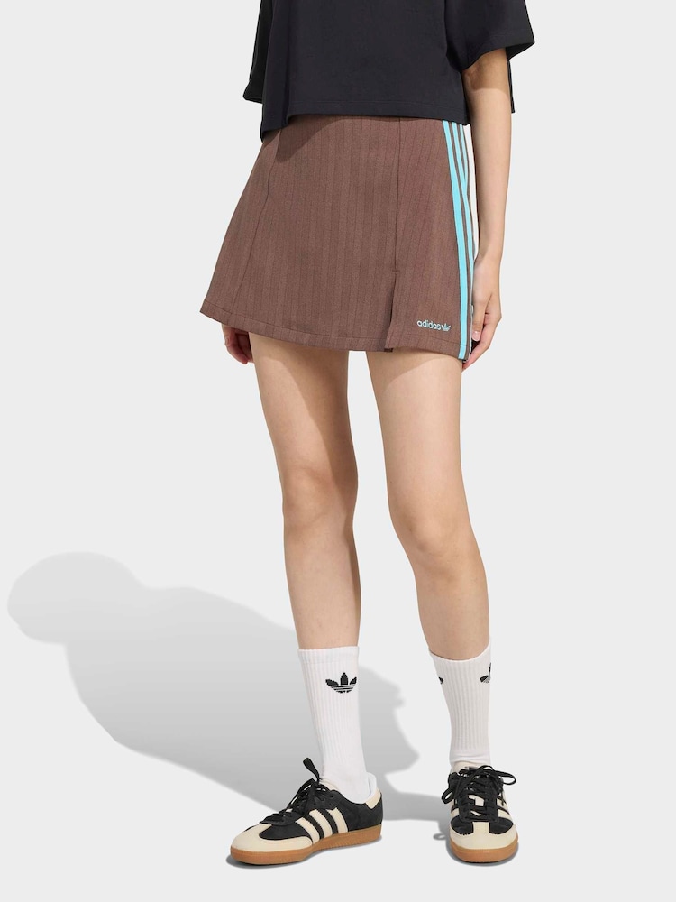 adidas Originals Brown Tailored 3-Stripes Skirt - Image 1 of 6