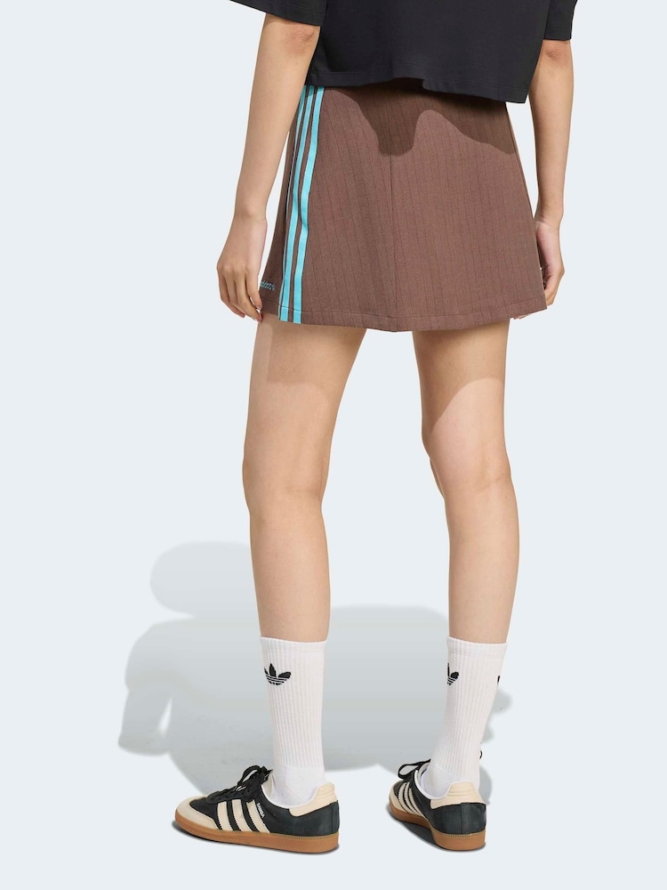 adidas Originals Brown Tailored 3-Stripes Skirt - Image 2 of 6