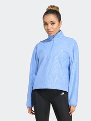 adidas Blue All-Over Print Polarfleece Half Zip Sweatshirt - Image 1 of 6