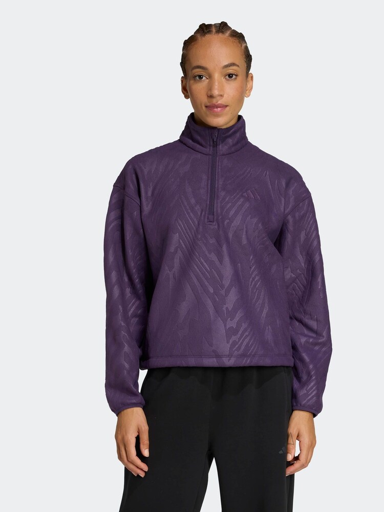 adidas Purple All-Over Print Polarfleece Half Zip Sweatshirt - Image 1 of 6 adidas Purple All-Over Print Polarfleece Half Zip Sweatshirt - Image 1 of 6