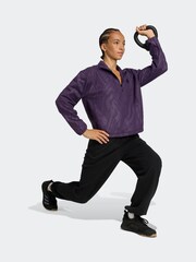 adidas Purple All-Over Print Polarfleece Half Zip Sweatshirt - Image 3 of 6