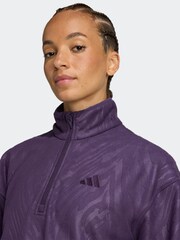 adidas Purple All-Over Print Polarfleece Half Zip Sweatshirt - Image 4 of 6