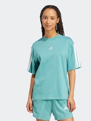 adidas Green Essentials 3-Stripes Boyfriend 100% Cotton T-Shirt - Image 1 of 6