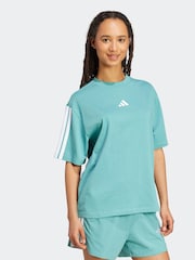 adidas Green Essentials 3-Stripes Boyfriend 100% Cotton T-Shirt - Image 3 of 6