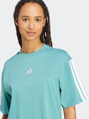 adidas Green Essentials 3-Stripes Boyfriend 100% Cotton T-Shirt - Image 5 of 6