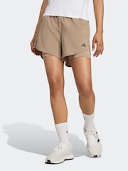 adidas Brown Minimal 2in1 Shorts - Image 1 of 6
