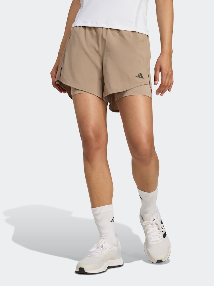 adidas Brown Minimal 2in1 Shorts - Image 1 of 6