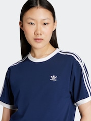 adidas Originals Blue 3-Stripes T-Shirt - Image 4 of 6