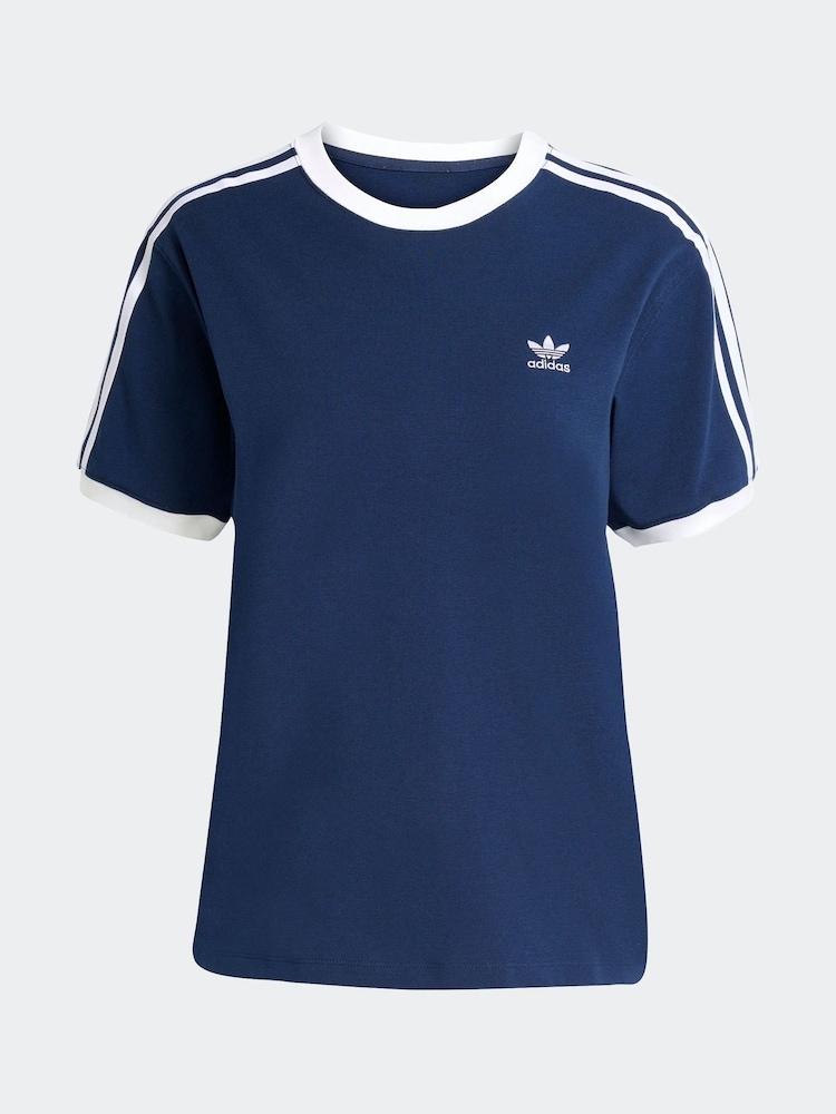 adidas Originals Blue 3-Stripes T-Shirt - Image 6 of 6