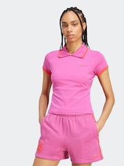 adidas Originals Pink Short Polo Top - Image 1 of 6