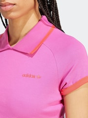 adidas Originals Pink Short Polo Top - Image 5 of 6