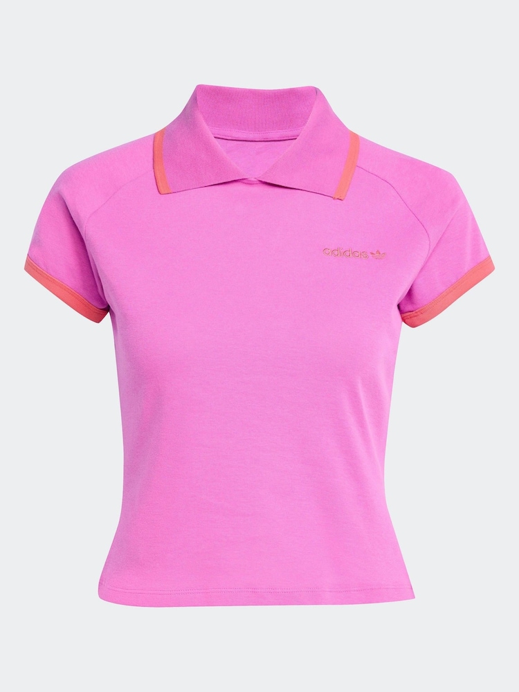 adidas Originals Pink Short Polo Top - Image 6 of 6