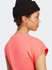 adidas Red Essentials Linear 100% Cotton T-Shirt - Image 4 of 6