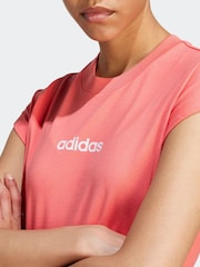 adidas Red Essentials Linear 100% Cotton T-Shirt - Image 5 of 6