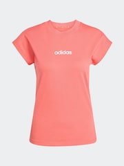 adidas Red Essentials Linear 100% Cotton T-Shirt - Image 6 of 6
