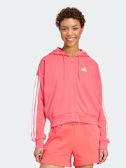 adidas Red 3-Stripes French Terry Full Zip Regular Hoodie - Image 1 of 6