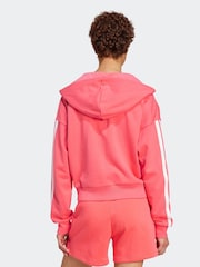 adidas Red 3-Stripes French Terry Full Zip Regular Hoodie - Image 2 of 6