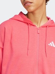 adidas Red 3-Stripes French Terry Full Zip Regular Hoodie - Image 4 of 6