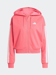 adidas Red 3-Stripes French Terry Full Zip Regular Hoodie - Image 5 of 6