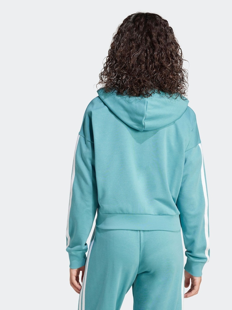 adidas Green 3-Stripes French Terry Full Zip Regular Hoodie - Image 2 of 6