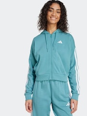adidas Green 3-Stripes French Terry Full Zip Regular Hoodie - Image 4 of 6