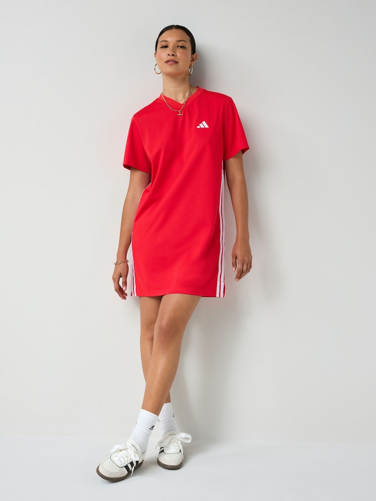 adidas Red 3-Stripes Shift Dress - Image 2 of 6