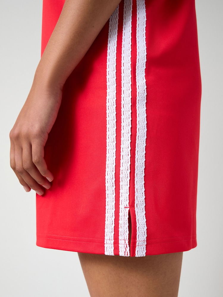 adidas Red 3-Stripes Shift Dress - Image 6 of 6
