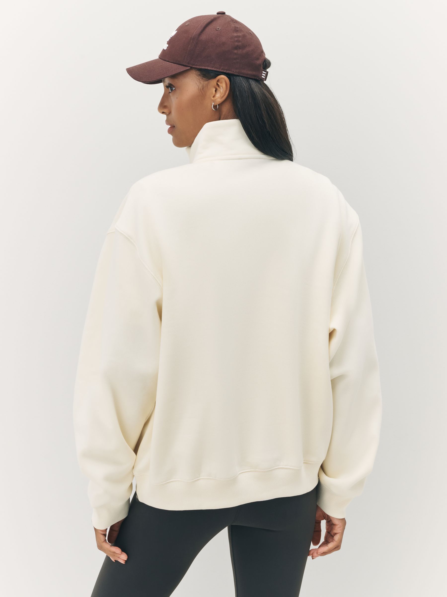 Buy adidas Originals Cream Essentials Linear Oversized Quarter Zip