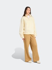adidas Originals Cream Essentials Linear Oversizez 1/4 Zip Sweatshirt - Image 3 of 6