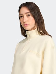 adidas Originals Cream Essentials Linear Oversizez 1/4 Zip Sweatshirt - Image 4 of 6