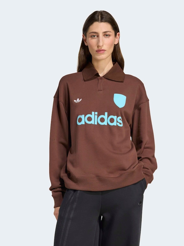 adidas Brown Knit Full Length Jumper - Image 1 of 6 adidas Brown Knit Full Length Jumper - Image 1 of 6