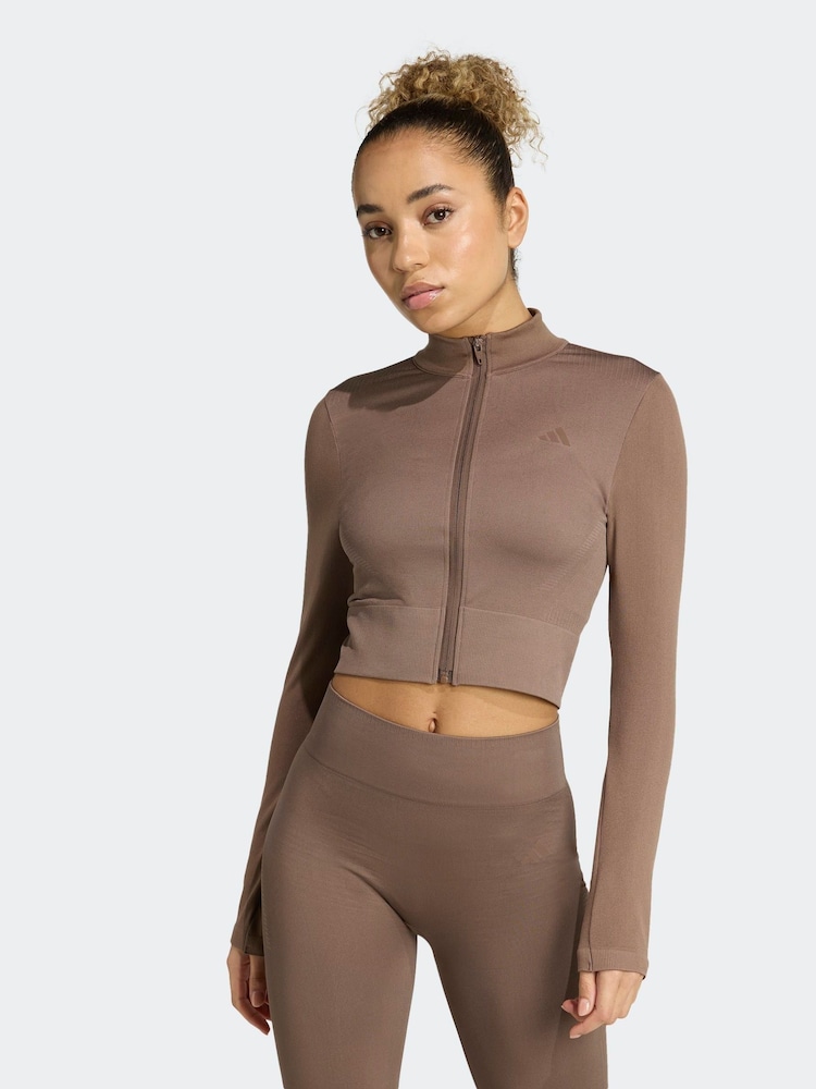 adidas Brown We Knit Jacket - Image 1 of 6 adidas Brown We Knit Jacket - Image 1 of 6