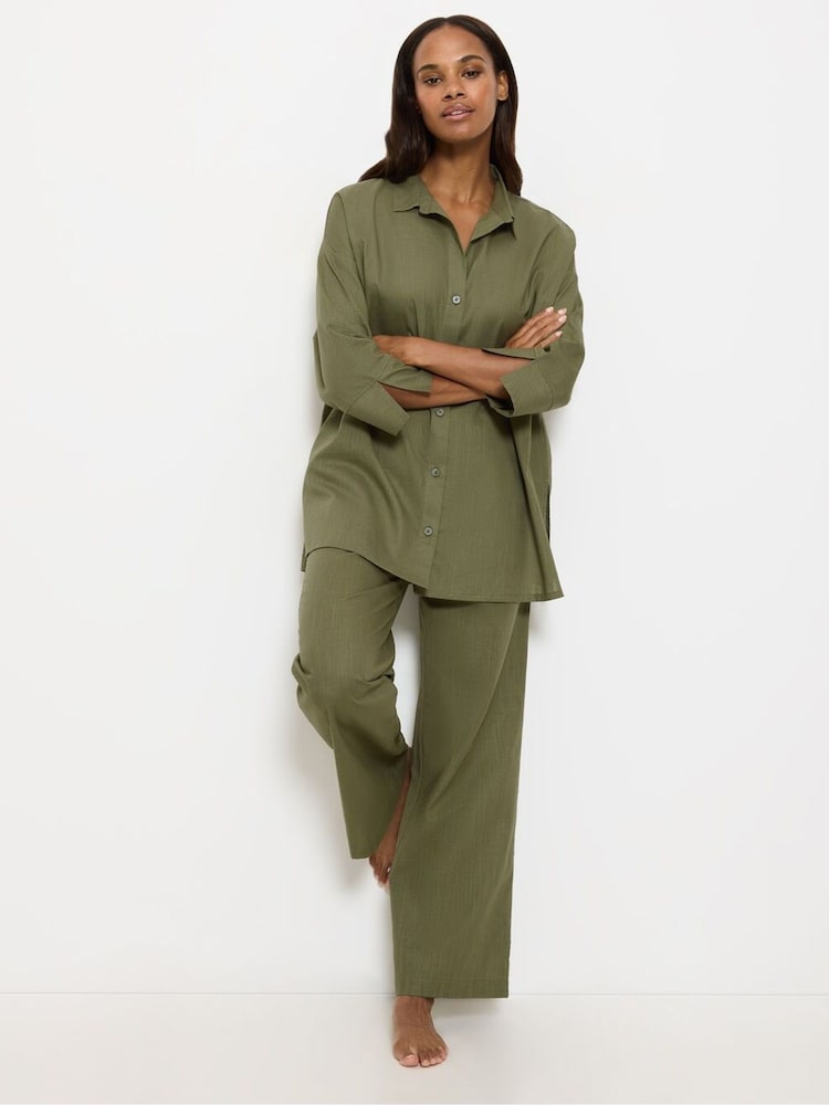 Triumph Boyfriend Green Summer Wear 100% Cotton Shirt - Image 4 of 5